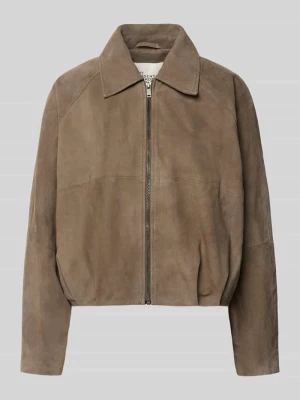 kurtka skórzana o kroju regular fit z naturalnej skóry koziej welurowej model 'Petra' My Essential Wardrobe