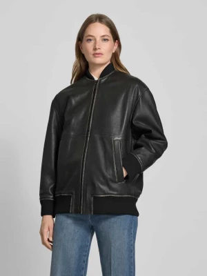 Kurtka skórzana o luźnym kroju z zapięciem na zamek błyskawiczny model ‘TATICCO’ Weekend Max Mara