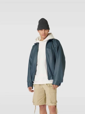 Kurtka skórzana oversized z kieszeniami z listewkami Marni Niebieski