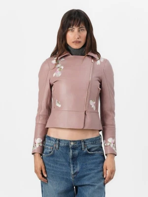 Kurtka skórzana Ted Baker różowy