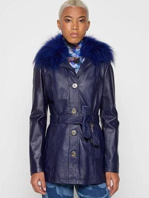 Kurtka skórzana Versace Jeans Couture granatowy