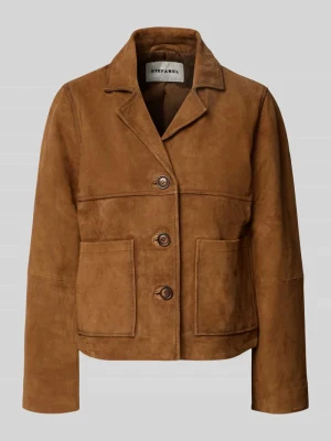 kurtka skórzana w kroju regular fit z naszywanymi kieszeniami Stefanel