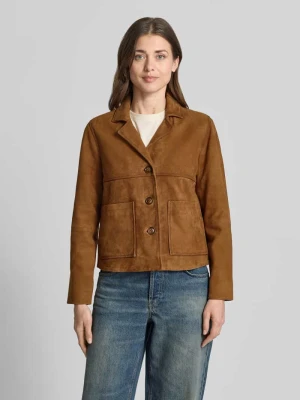 kurtka skórzana w kroju regular fit z naszywanymi kieszeniami Stefanel