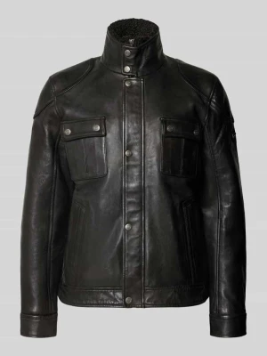 Kurtka skórzana w stylu biker model 'GARRECK' MAURITIUS Czarny