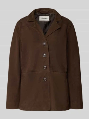 Kurtka skórzana welurowa z listwą guzikową Stefanel
