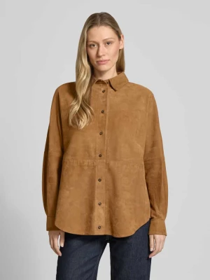 Kurtka skórzana z jagnięcej skóry z zaokrąglonym dołem Rich & Royal