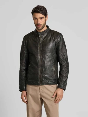 Kurtka skórzana z kieszeniami zapinanymi na zamek błyskawiczny model ‘Chesney’ MAURITIUS