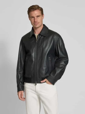Kurtka skórzana z kieszeniami zapinanymi na zamek błyskawiczny model ‘Merwyn’ Boss