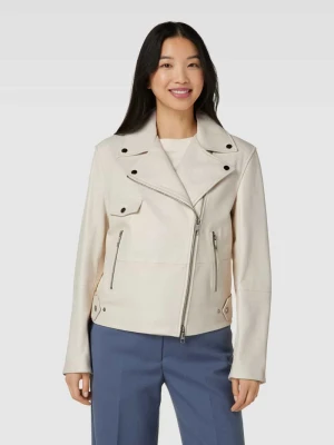 Kurtka skórzana z kołnierzem z połami model ‘Sajina’ Boss