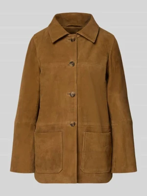 kurtka skórzana z koziej skóry welurowej z wpuszczanymi kieszeniami model 'DARIO' Bash