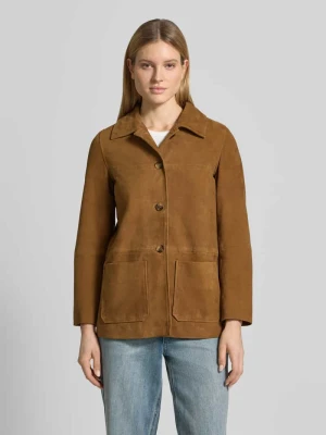 kurtka skórzana z koziej skóry welurowej z wpuszczanymi kieszeniami model 'DARIO' Bash