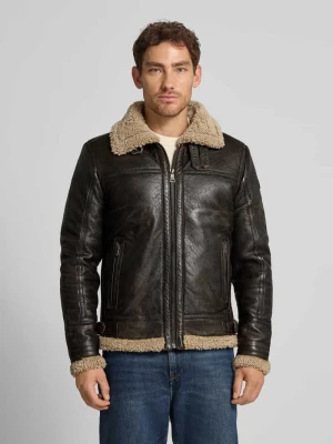 Kurtka skórzana z licowanej skóry bydlęcej krój regular fit model 'Airforce' MAURITIUS