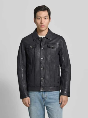 kurtka skórzana z owczego nubuku z kieszeniami na piersi model 'MEDDO' MAURITIUS