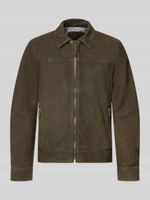 kurtka skórzana z owczego nubuku z zamkiem błyskawicznym model 'TRIVEN' MAURITIUS