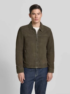 kurtka skórzana z owczego nubuku z zamkiem błyskawicznym model 'TRIVEN' MAURITIUS