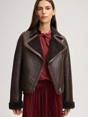 Kurtka skórzana z owczej skóry Lucy w kolorze ciemnobrązowym Joop