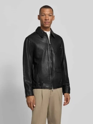 kurtka skórzana z skóra owcza o kroju regular fit AllSaints Czarny