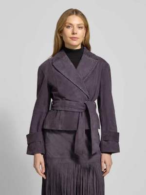 Kurtka skórzana z wiązanym paskiem Marc Cain