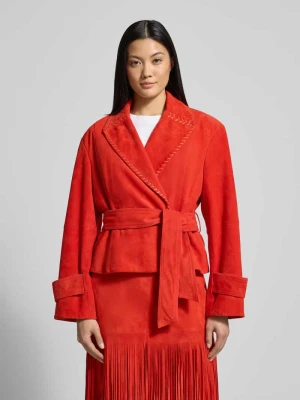 Kurtka skórzana z wiązanym paskiem Marc Cain