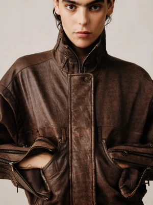 Kurtka skórzana z zamkami studio Desigual