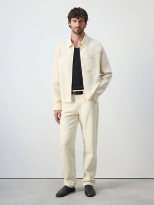 Kurtka slim fit z lyocellu i lnu z kieszeniami złamana biel - Mężczyzna - MANGO MAN