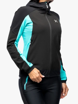 Kurtka softshell damska Montura Premium Wind Hoody Jacket - black/light blue