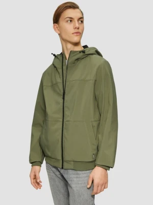 Kurtka softshell z kapturem i prążkowanymi mankietami QS oliwkowy