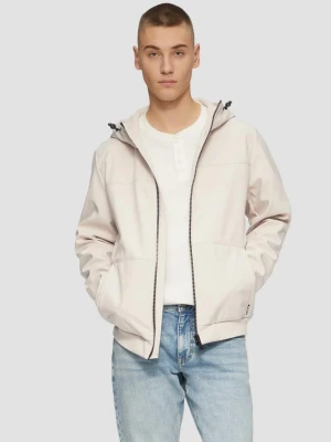 Kurtka softshell z kapturem i prążkowanymi mankietami QS szary