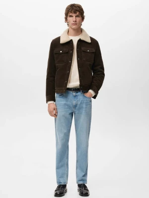 Kurtka sztruksowa podszyta kożuszkiem czekoladowy - Mężczyzna - - MANGO MAN