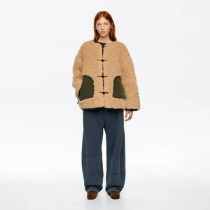 Kurtka sztuczne futerko ozdobne węzełki camel BIMBA Y LOLA