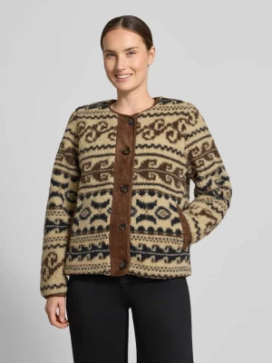 kurtka teddy o kroju regular fit z okrągłym dekoltem model 'LINDAU' Vero Moda Beżowy