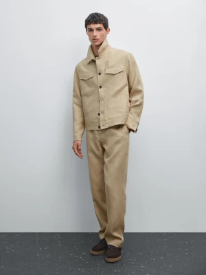 Kurtka Total Look Ze 100% Lnu - Beżowy - - Massimo Dutti - Mężczyzna