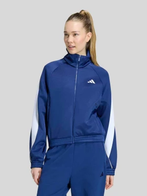 Kurtka treningowa o kroju loose fit z mieszanki bawełny z nadrukiem z logo Adidas Ciemnoniebieski