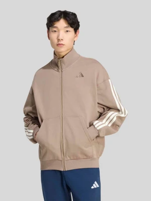 kurtka treningowa o kroju regular fit z bawełny z 3 paski Adidas Beżowy