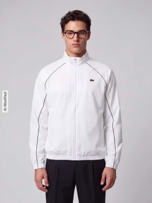 kurtka treningowa o kroju regular fit z naszywką z logo Lacoste Biały