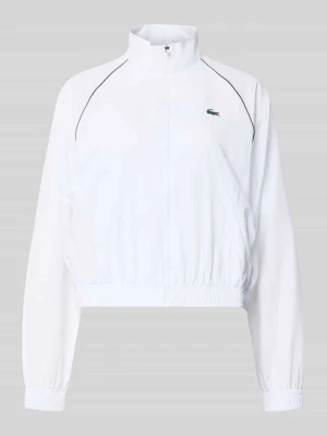 Kurtka treningowa o kroju relaxed fit z naszywką z logo Lacoste Biały