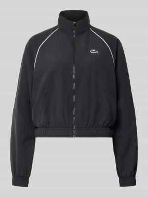 Kurtka treningowa o kroju relaxed fit z naszywką z logo Lacoste Czarny