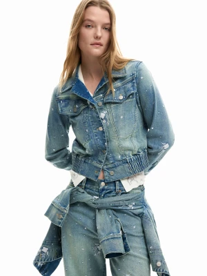 Kurtka trucker z haftami Desigual niebieski