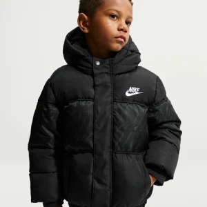 Kurtka typu puffer dla małych dzieci Nike Mixed Media z żakardowym logo - Czerń