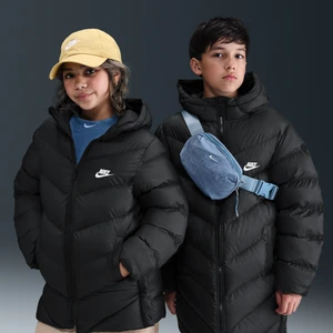 Kurtka typu puffer o luźnym kroju średniej długości dla dużych dzieci Therma-Fit Nike All Day Play - Czerń