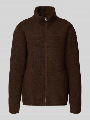Kurtka typu teddy o kroju relaxed fit ze stójką model 'SAIDA' Pieces Ciemnobrązowy
