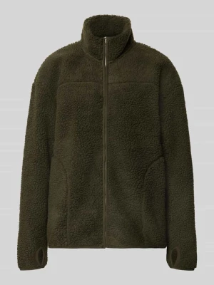 Kurtka typu teddy o kroju relaxed fit ze stójką model 'SAIDA' Pieces Khaki