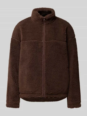 Kurtka typu teddy ze stójką REVIEW Ciemnobrązowy
