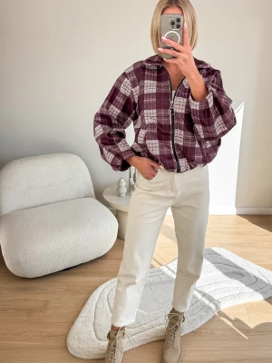 Kurtka w Kratę Bordowa Fabri ClothStore