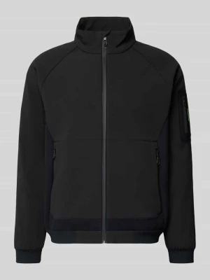 kardigan o kroju regular fit z polaru z sztruksowymi wstawkami model 'Cord Fleece' Boss Czarny