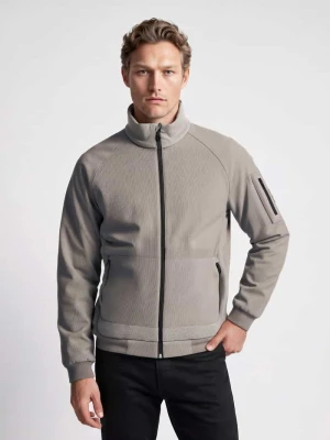 kardigan o kroju regular fit z polaru z sztruksowymi wstawkami model 'Cord Fleece' Boss Piaskowy