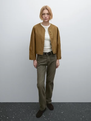 Kurtka W Paski Z Ozdobnymi Guzikami - Żółty Musztardowy - - Massimo Dutti - Kobieta
