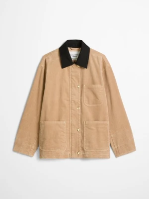Kurtka w stylu barn jacket z tkaniny typu cord, o luźnym kroju Marc O'Polo béžová