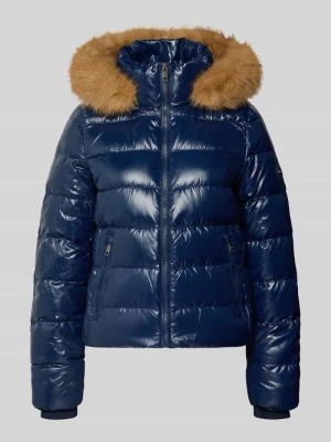 kurtka w stylu puffer o kroju regular fit z odpinanym kapturem z futrem Tommy Hilfiger Ciemnoniebieski