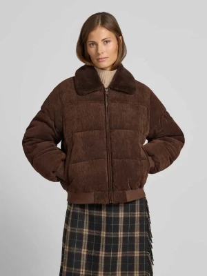 Kurtka w stylu puffer z fakturą sztruksu Only Ciemnobrązowy